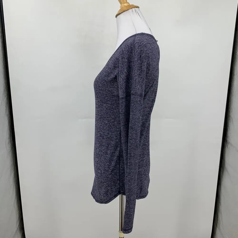 Lululemon Ivivva Top Girls Youth 12 Navy Long Sleeve Performance Thumbholes